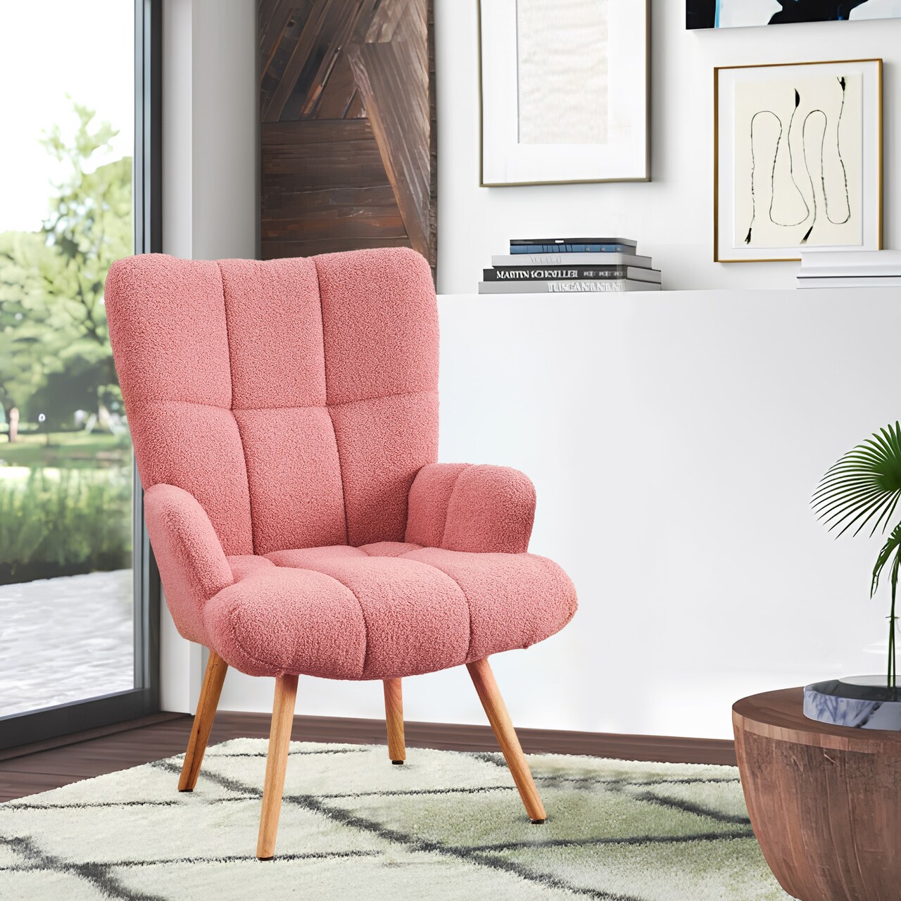 Plush Teddy Velvet Chair With High Back And Soft Padded Cozy Armchair For